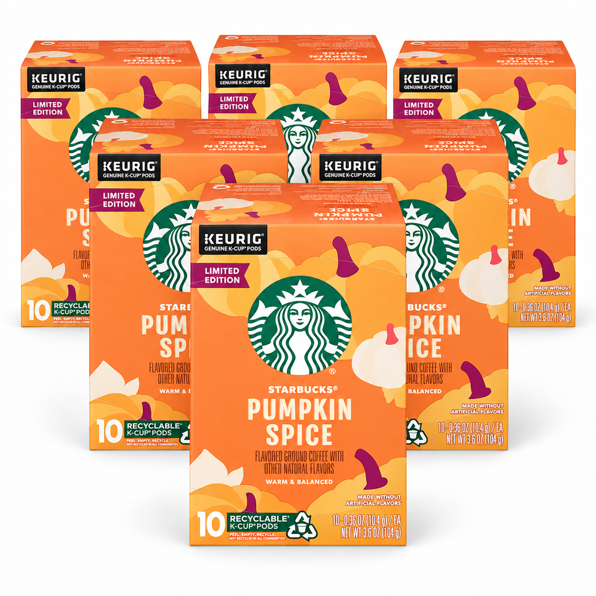 Starbucks Seasonal Flavored Pumpkin Spice Coffee Pods Box 10 Count