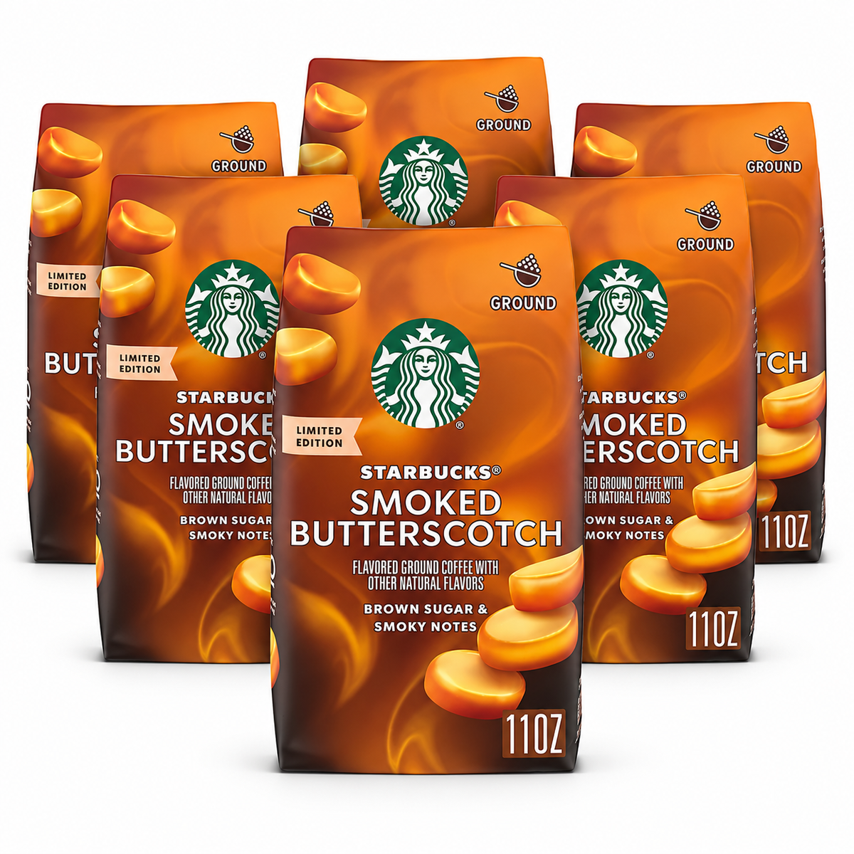 Starbucks Flavored Smoked Butterscotch Ground Coffee Bag 11 Oz
