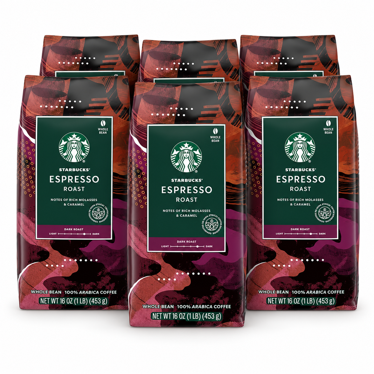 Starbucks Espresso Roast Dark Whole Bean Coffee 16oz 1pk
