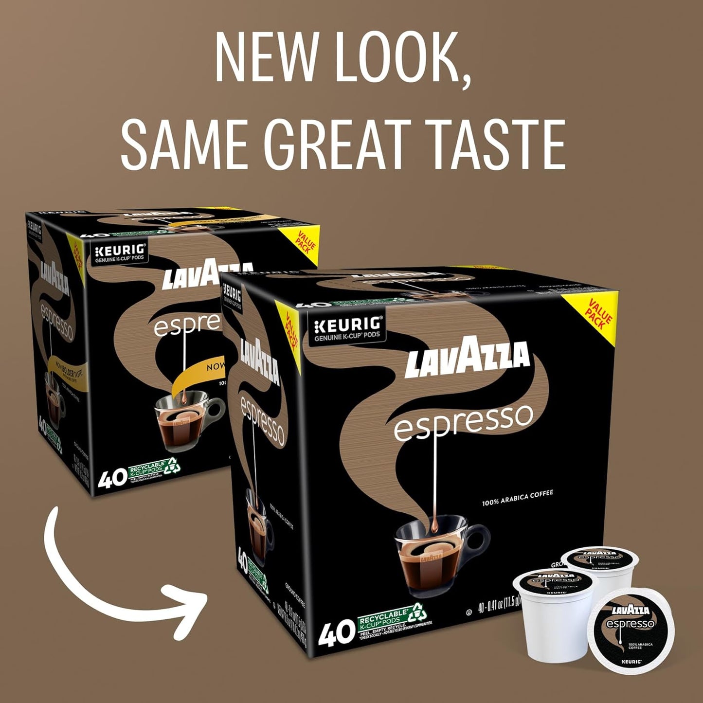 Lavazza Espresso, Single-Serve Keurig K-Cup Pods, Medium Roast Coffee, 40-Count Box