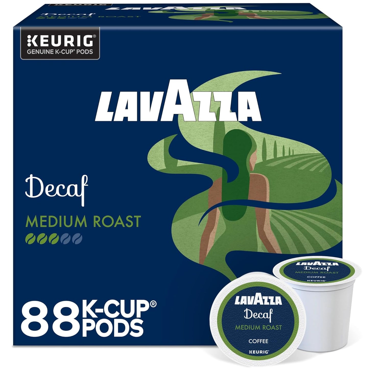 Lavazza Decaf, Single-Serve Keurig K-Cup Pods, Medium Roast Coffee, 88-Count Box (4 Packs of 22)