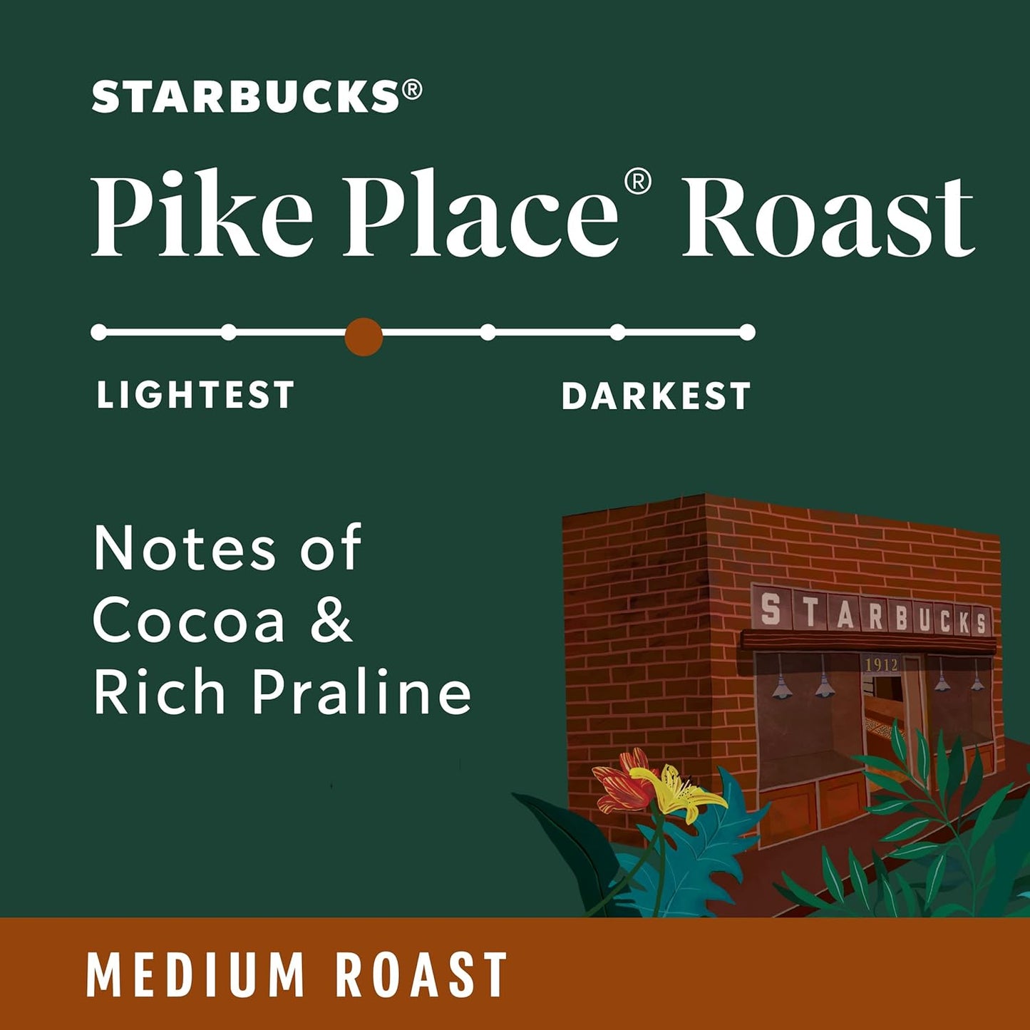 Starbucks Ground Coffee, Medium Roast Hot or Iced Coffee, Pike Place Roast, Six 18 oz Bags
