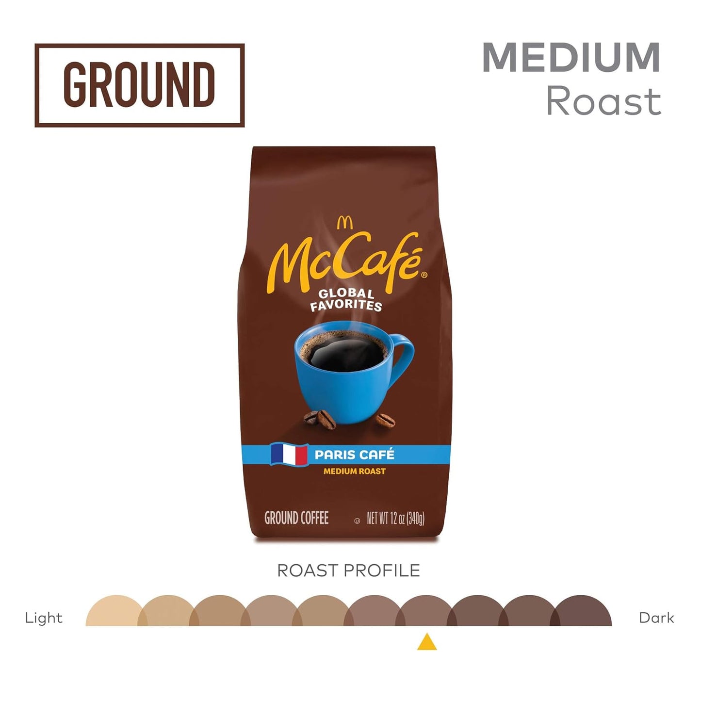 McCafe Paris Café, Ground Coffee, Medium Roast, 12oz Bag 6 pack
