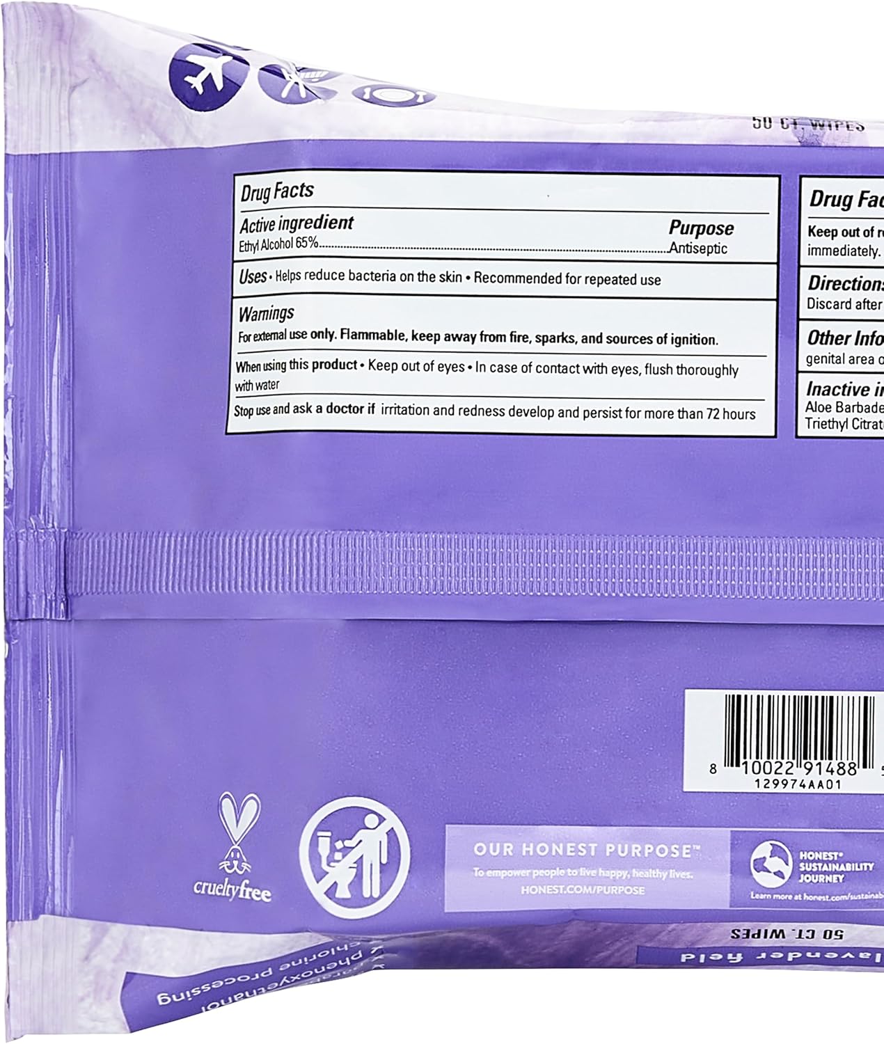 The Honest Company Sanitizing Alcohol Wipes Kills 99% of Germs, Made With Aloe Lavender, 150 Count (3 Packs of 50)
