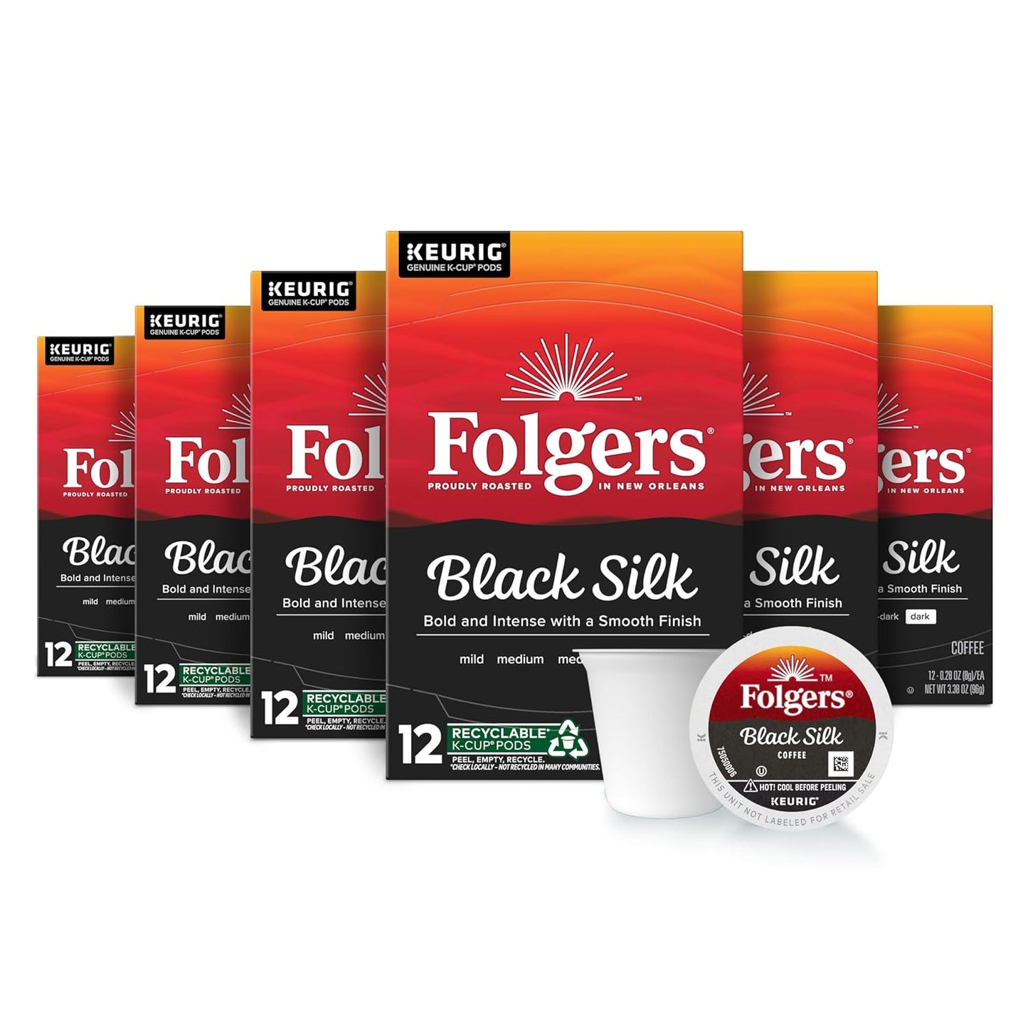 Folgers Black Silk, Dark Roast Coffee, Keurig K-Cups, 12 Count