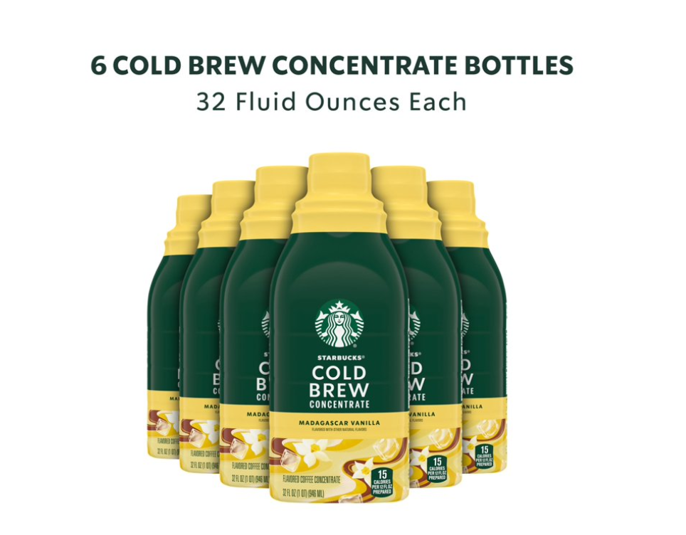 Starbucks Madagascar Vanilla, Cold Brew Coffee Concentrate, Iced Coffee, 32 fl oz (6 pack)