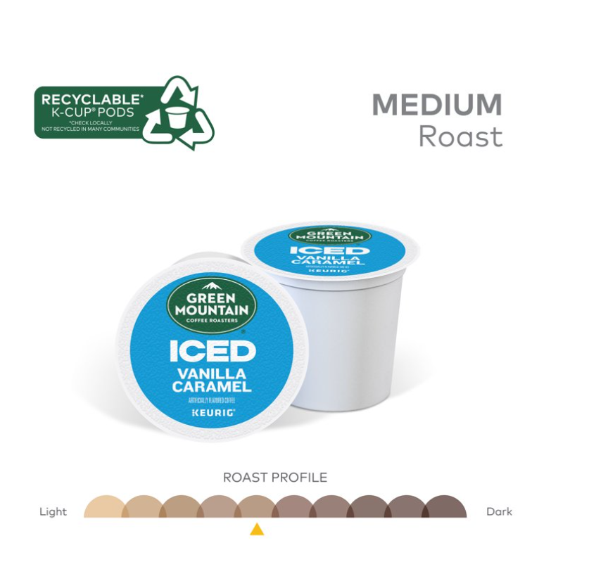 Green Mountain Coffee Roasters, Iced Vanilla Caramel K-Cup Coffee Pods, 60 Count