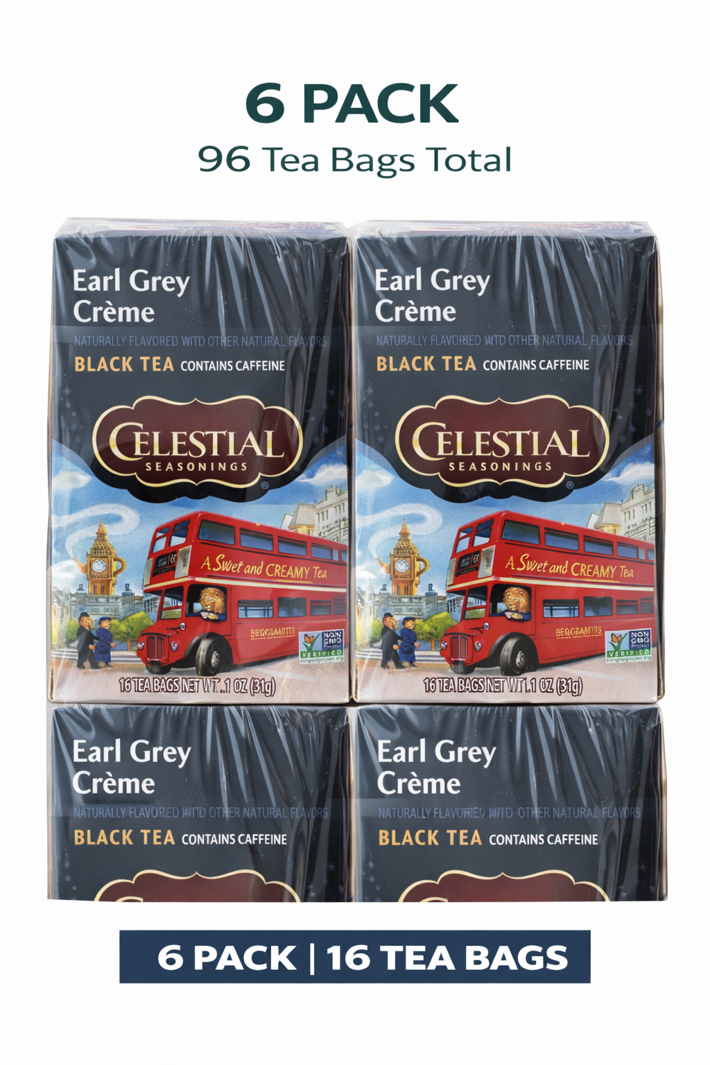 Celestial Seasonings Earl Grey Crème, 16 tea bags (Pack of 6) (Packaging May Vary)