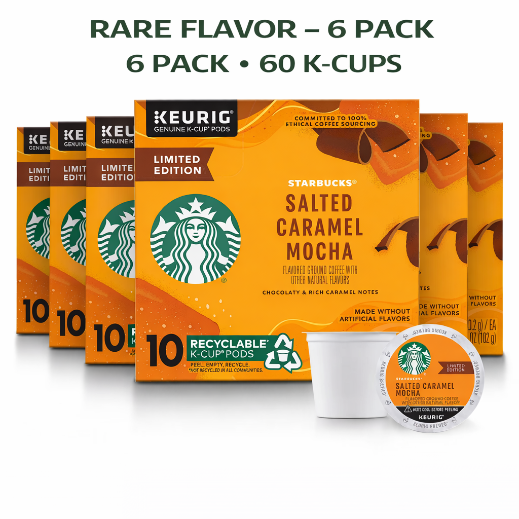 Starbucks Salted Caramel Mocha Bend K-Cup Coffee Pods -Salted Caramel Mocha Blend For Keurig Brewers - 6 Boxes (60 Pods Total)