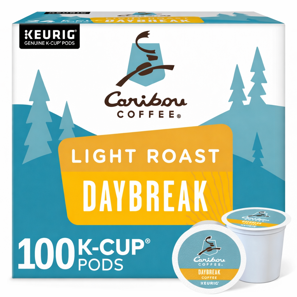 Caribou Coffee Daybreak Morning Blend Keurig Single Serve K Cup Pod Light Roast Coffee 100 Count
