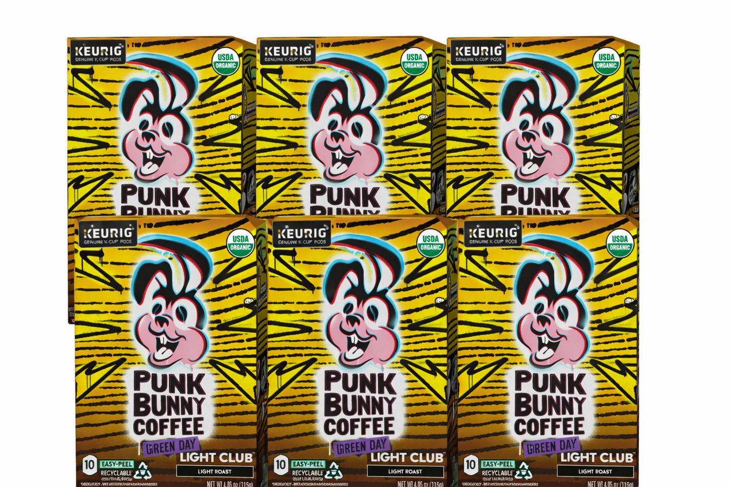 Punk Bunny Light Roast Coffee, Organic Coffee Pods, Light Club, 60 count