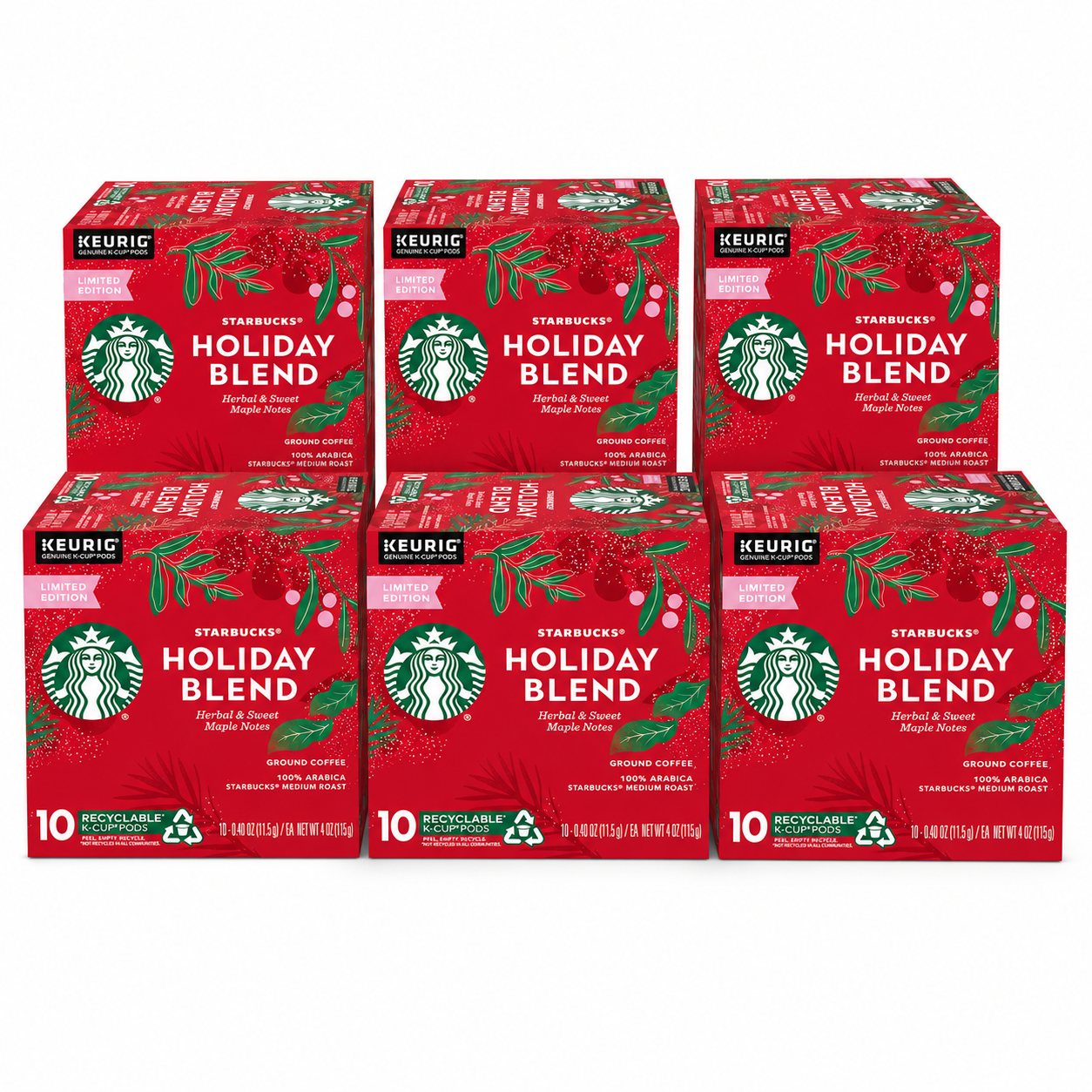 Starbucks Holiday Blend Medium Roast Coffee Keurig K-Cup Pods 10 Count