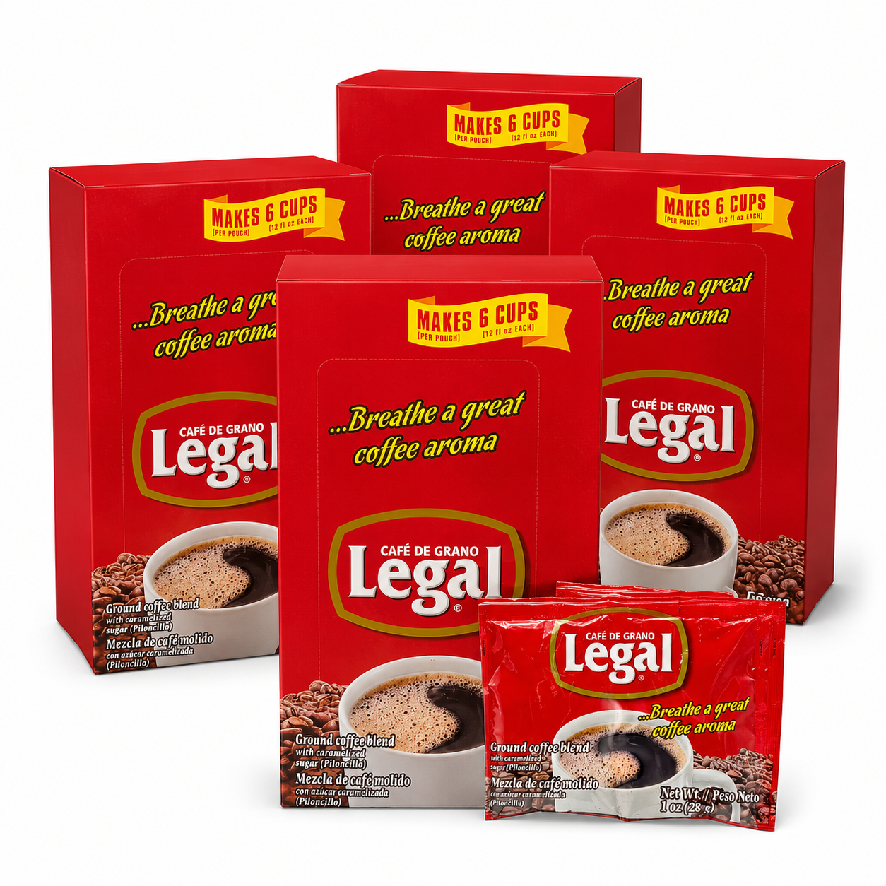 Cafe Legal Ground Coffee Blend 1 oz Envelopes 30 ct With Caramelized Sugar And Cinnamon Mexican Coffee