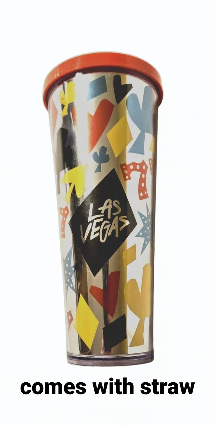777 Las Vegas Starbucks 24 Oz Cold Cup Tumbler Reflective Colorful Fun & Lucky