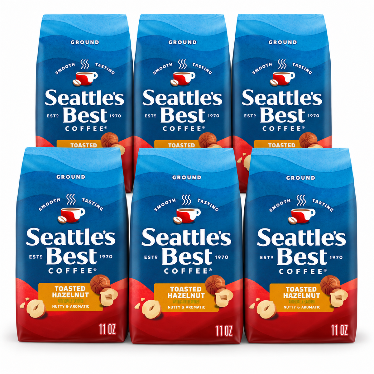 Seattle's Best Coffee Toasted Hazelnut Flavored Ground Coffee for Cold Brew or Hot 11 oz