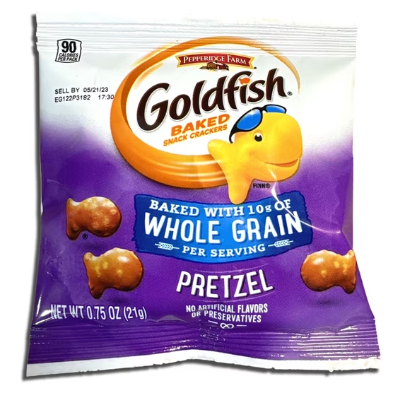 Goldfish Whole Grain Pretzel Crackers, School Snack Packs, 30 Pouches per Box