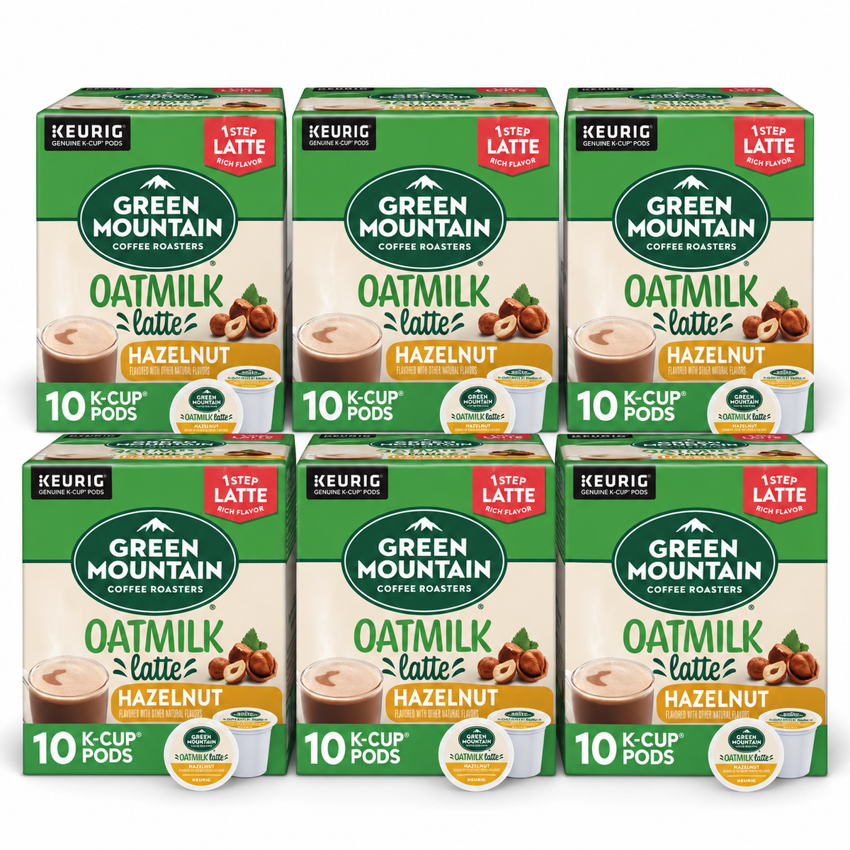 Green Mountain Coffee One Step Hazelnut Oatmilk Latte Medium Roast K-Cup 10ct