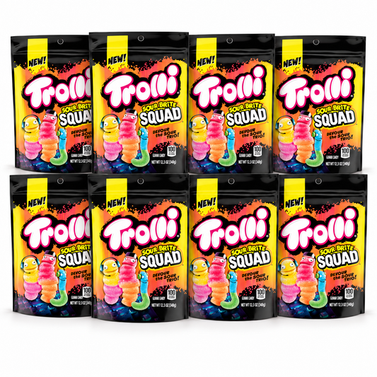 Trolli Sour Brite Squad Gummy Candy, Sour Gummy Worms, Resealable Bag, 12.3 oz 8 pack