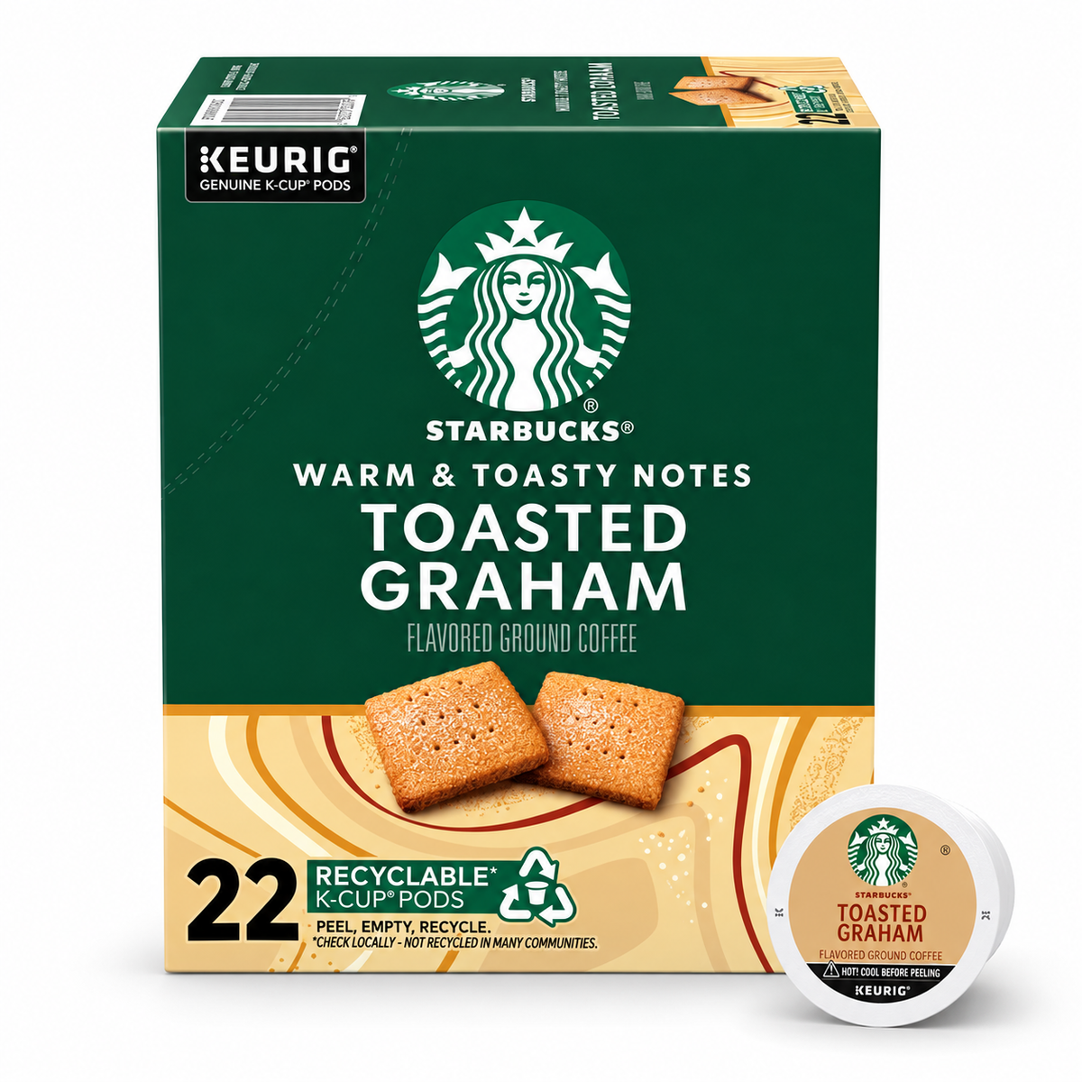 Starbucks Toasted Graham Flavor Light Roast Keurig K Cup Coffee Pods 22ct
