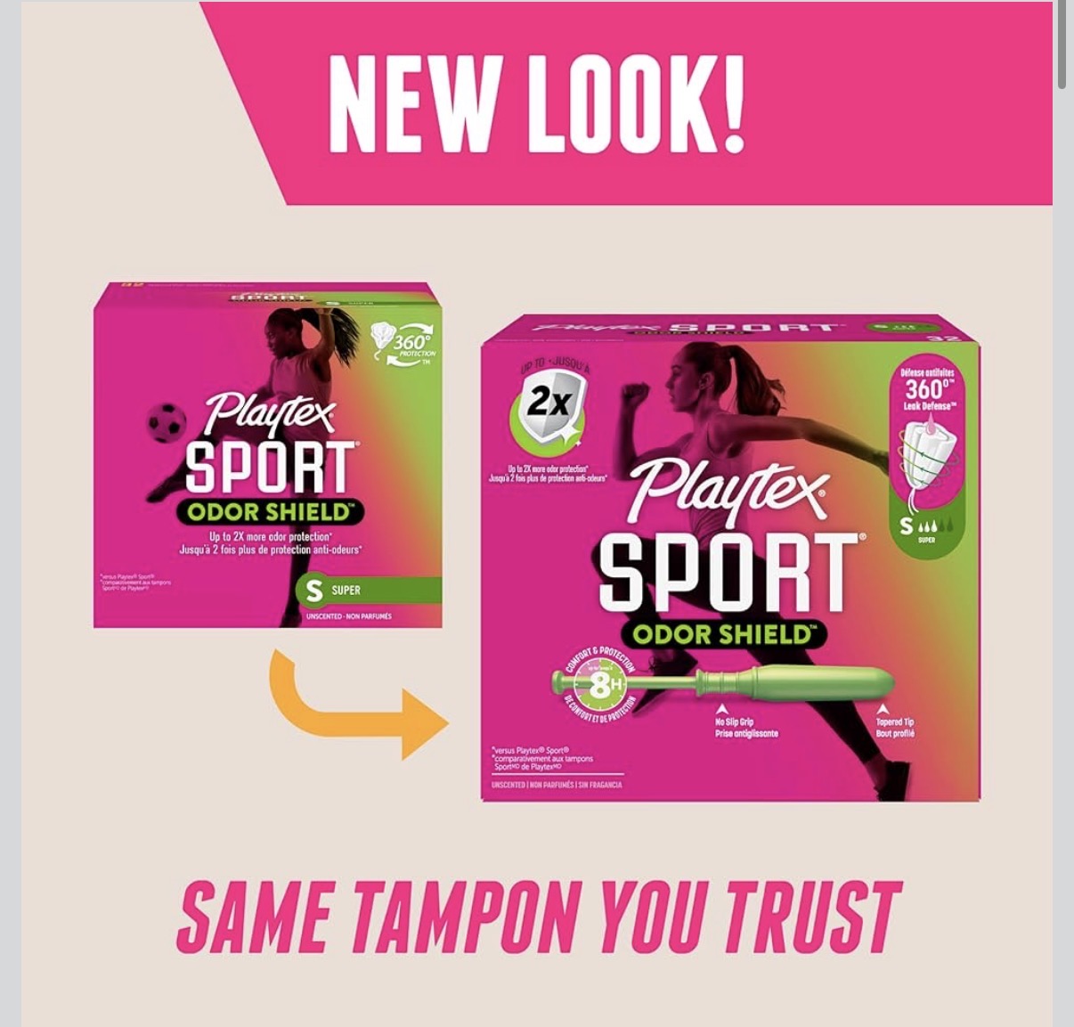 Playtex Sport Odor Shield Tampons Super Absorbency, Unscented - 32ct | Super Tampons for Women, Feminine Care
