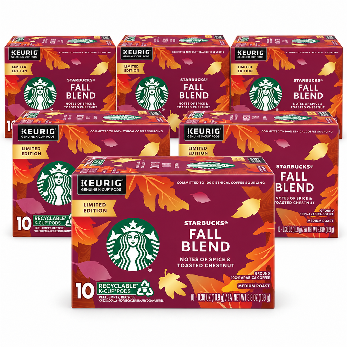 Starbucks Fall Blend Medium Roast Keurig K-Cup Coffee Pods 10ct