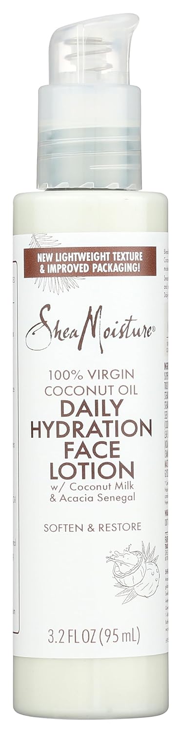 SheaMoisture 100% Virgin Coconut Oil Daily Hydration Face Lotion 3.2 Fl Oz (Pack of 2)