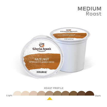 Gloria Jean's Hazelnut Keurig Single-Serve K-Cup Pods, Medium Roast Coffee, 60 Count (6 Packs of 10)