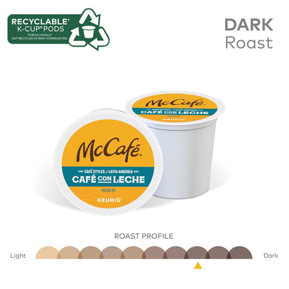 McCafe Cafe Styles of Latin America Cafe con Leche, Keurig Single Serve K-Cup Coffee Pods, 60 Count (6 Packs of 10)