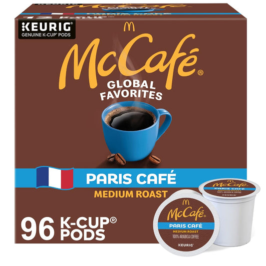 McCafe Paris Café, Single Serve Coffee Keurig K-Cup Pods, Medium Roast Coffee, 96 Count (8 Packs of 12)