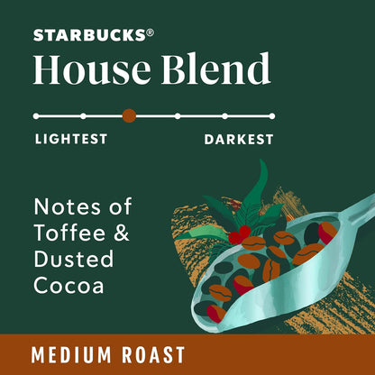 Starbucks Ground Coffee, Medium Roast Hot or Iced Coffee, House Blend, Six 12 oz Bags