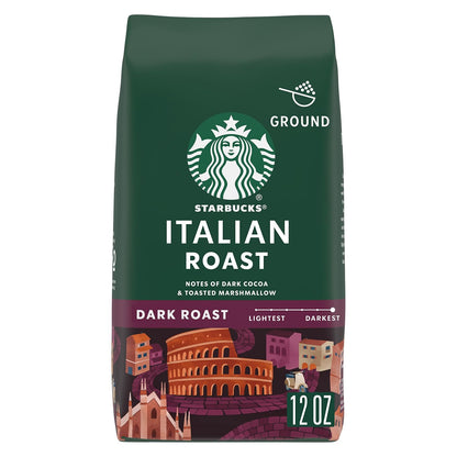 Starbucks Ground Coffee, Dark Roast Hot or Iced Coffee, Italian Roast 12 oz Bags