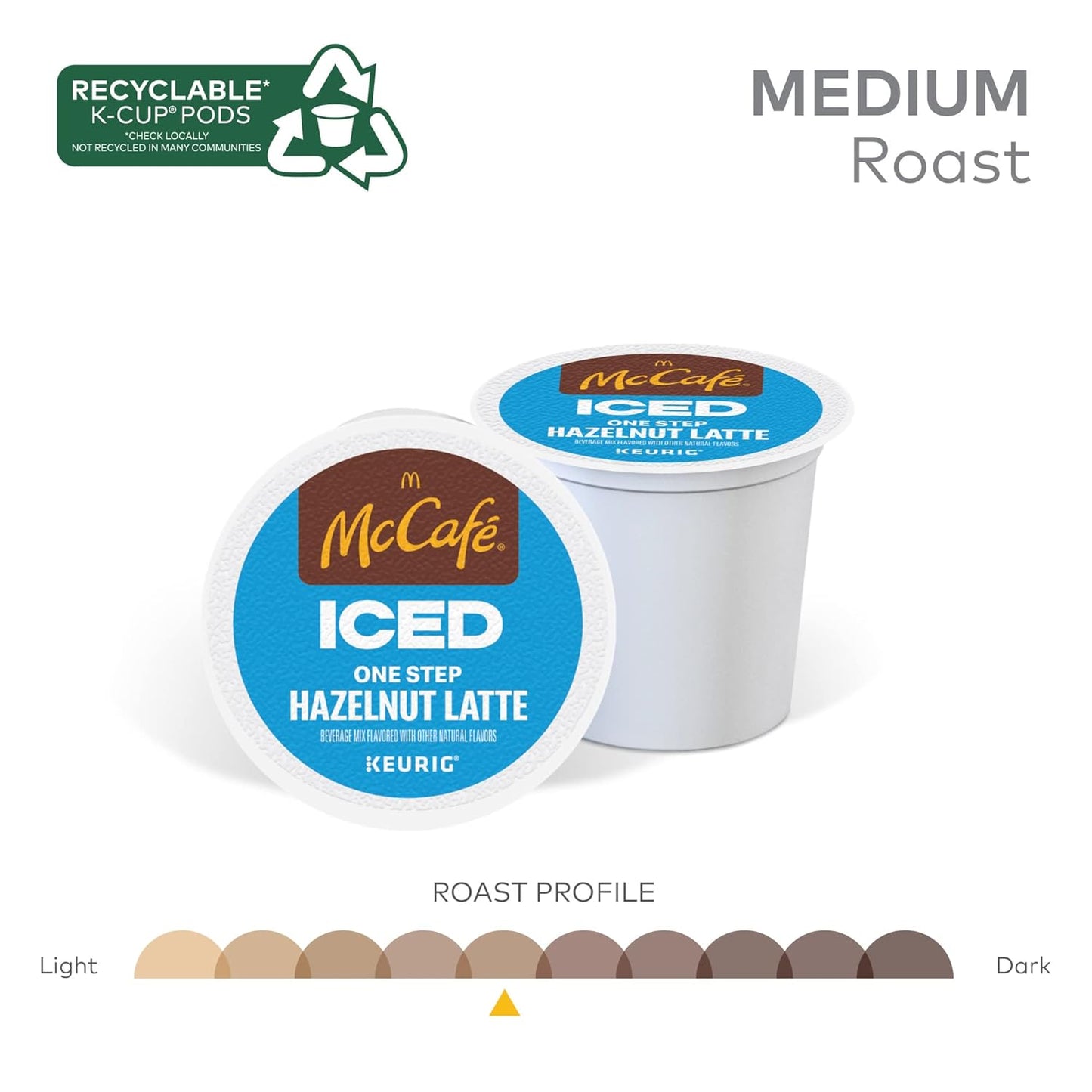 McCafe ICED One Step Hazelnut Latte, Keurig Single Serve K-Cup Pods, 60 Count (6 Packs of 10)