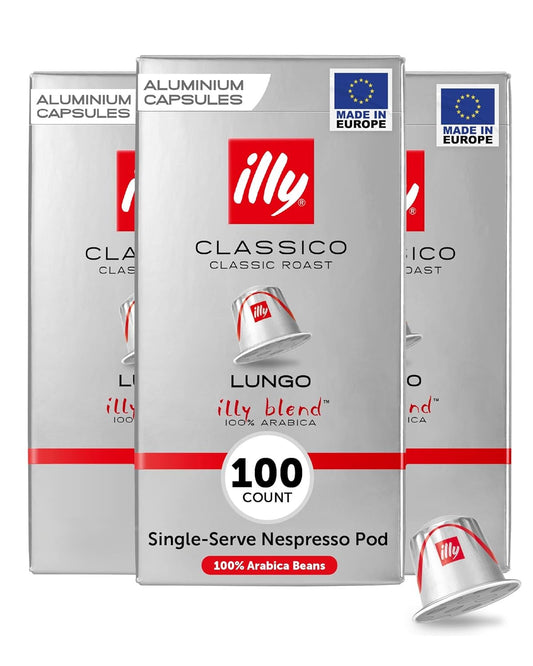 illy Espresso Compatible Capsules, Coffee Pods for Nespresso Original Line Machine, Classico Lungo Medium Roast 100ct