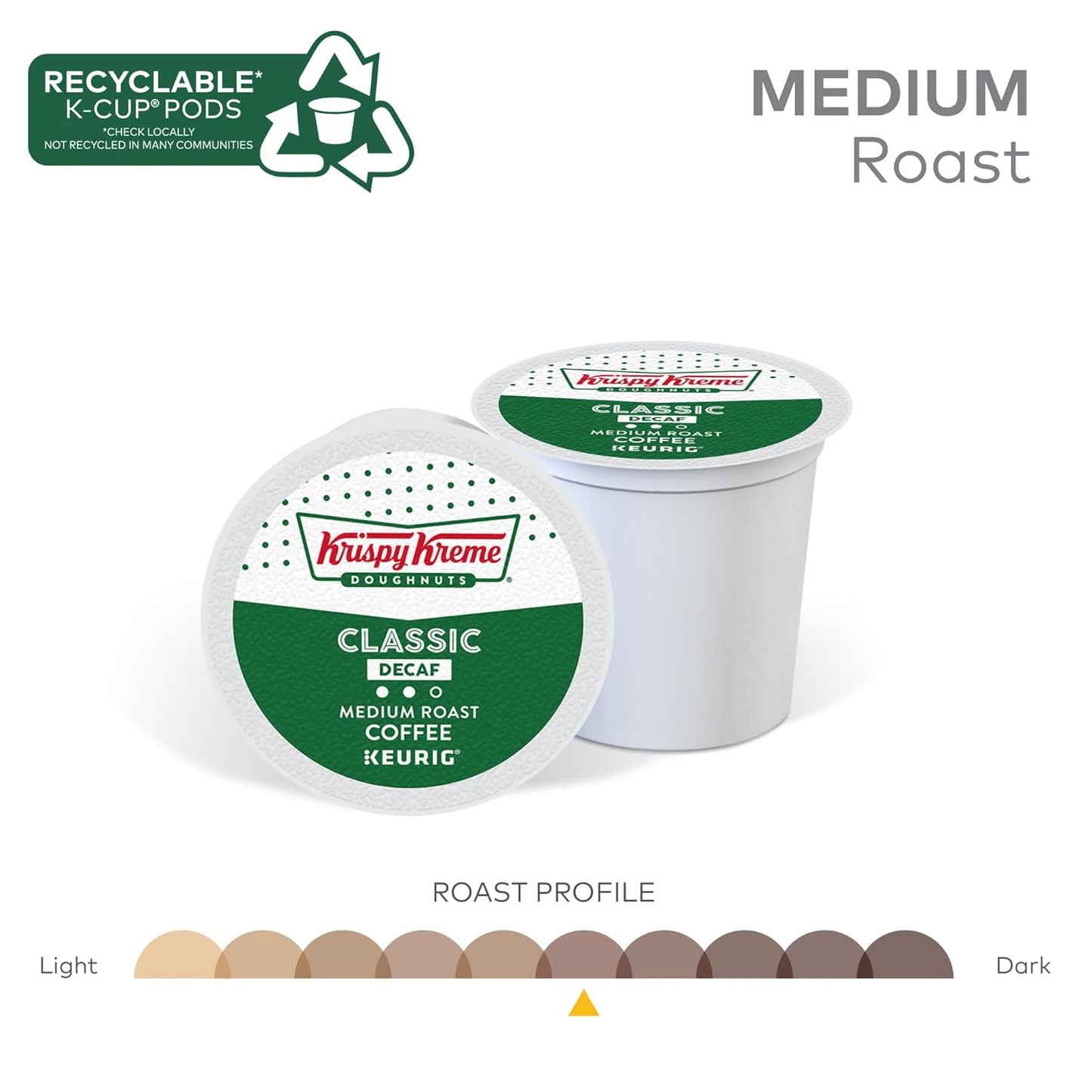 Krispy Kreme Classic Decaf Keurig Single-Serve K-Cup Pods, Light Roast Coffee, 60 Count (6 Packs of 10)