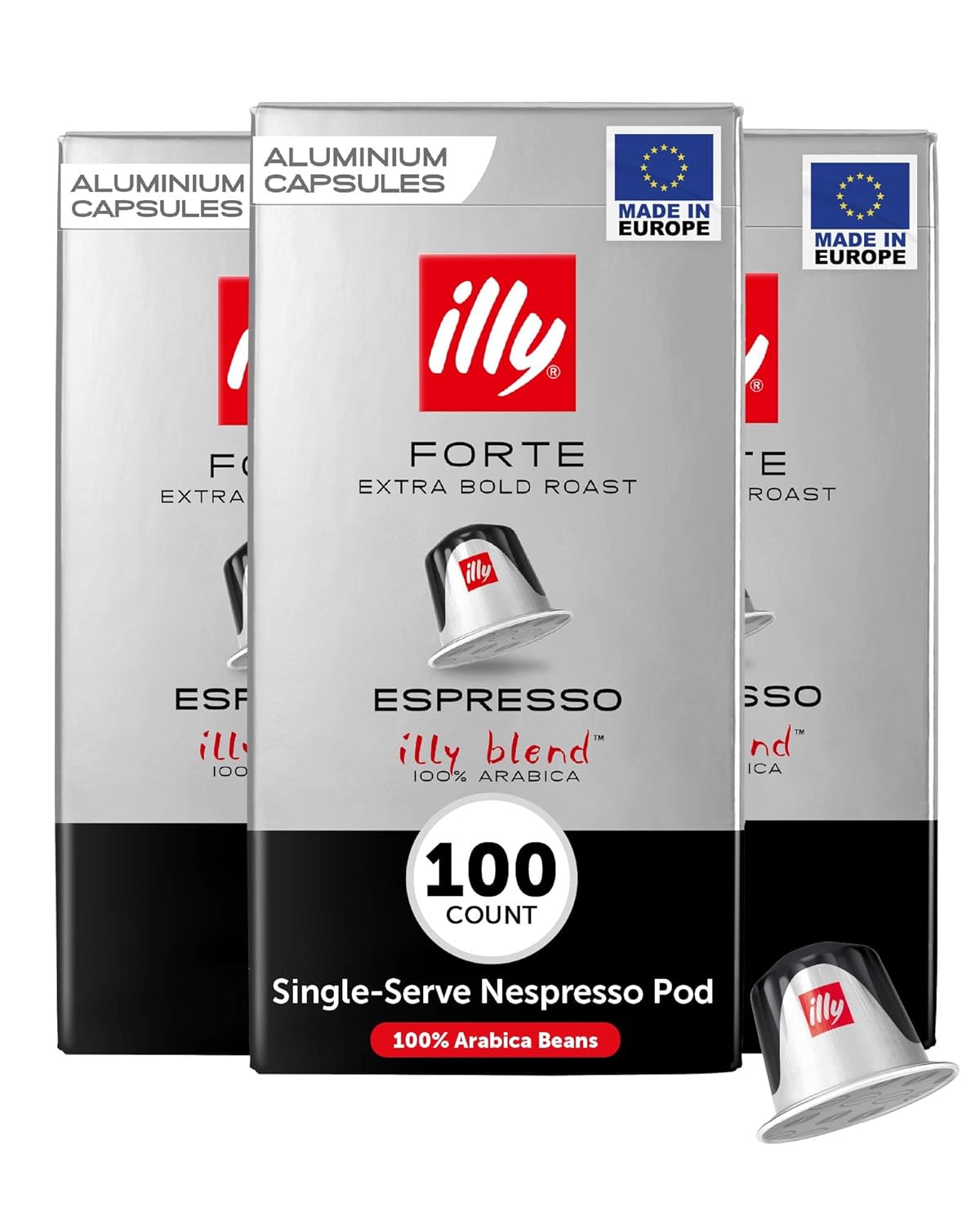 illy Espresso Compatible Capsules, Coffee Pods for Nespresso Original Line Machine, Forte Dark Roast 100ct