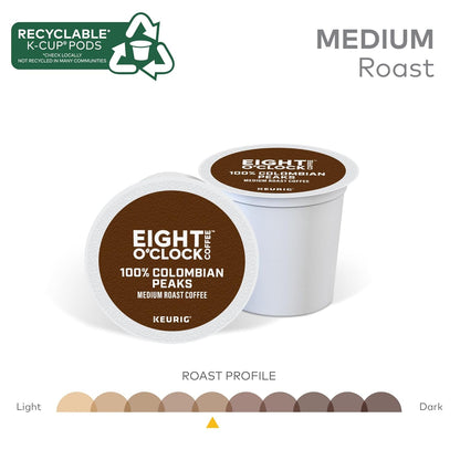 Eight O'Clock Coffee Colombian Peaks Single-Serve Keurig K-Cup Pods, Medium Roast Coffee Pods, 96 Count