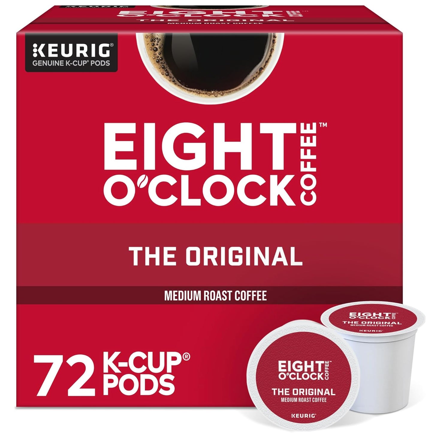 Eight O'Clock Coffee The Original, Single-Serve Keurig K-Cup Pods, Medium Roast Coffee Pods, 72 Count