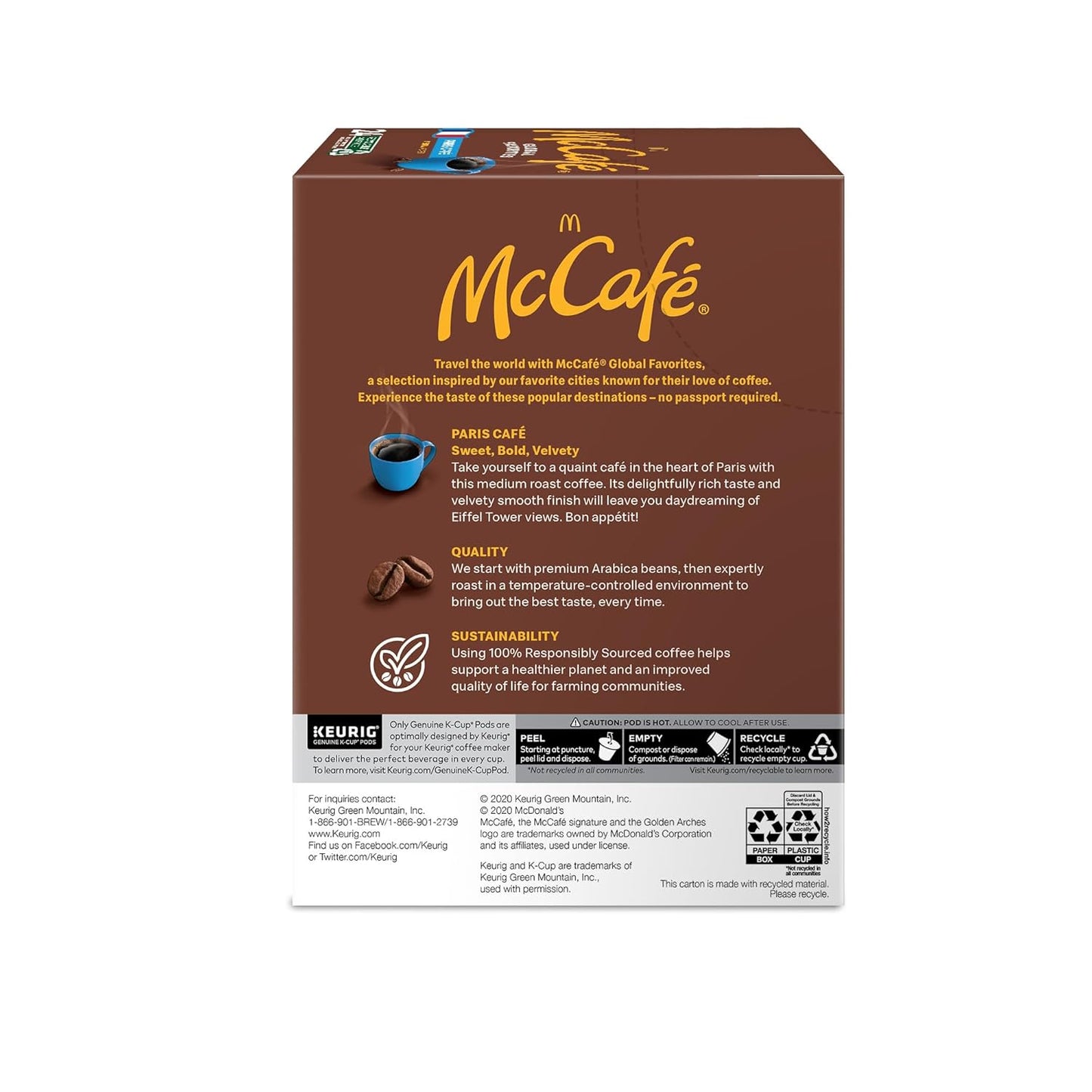 McCafe Paris Café, Single Serve Coffee Keurig K-Cup Pods, Medium Roast Coffee, 96 Count (8 Packs of 12)