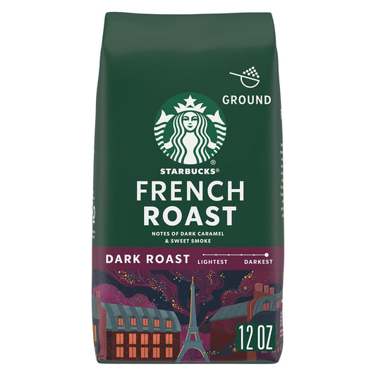 Starbucks Ground Coffee, Dark Roast Hot or Iced Coffee, French Roast, 12 oz Bag