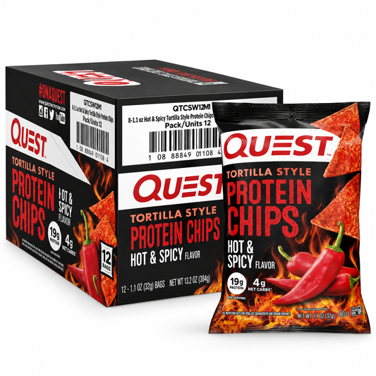 Quest Nutrition Hot & Spicy Tortilla Style Protein Chips, 12 Count