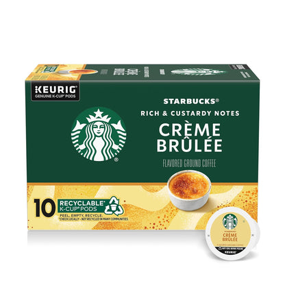 Starbucks K-Cup Coffee Pods, Flavored Hot or Iced Coffee, Creme Brulee, 10 Keurig Pods