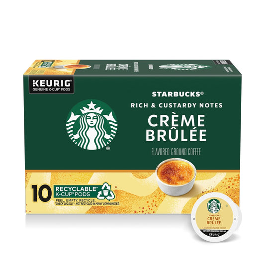 Starbucks K-Cup Coffee Pods, Flavored Hot or Iced Coffee, Creme Brulee, 10 Keurig Pods