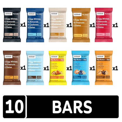 RXBAR Protein Bars, 12g Protein, Gluten Free Snacks, 10-Flavor Variety Pack (10 Bars)
