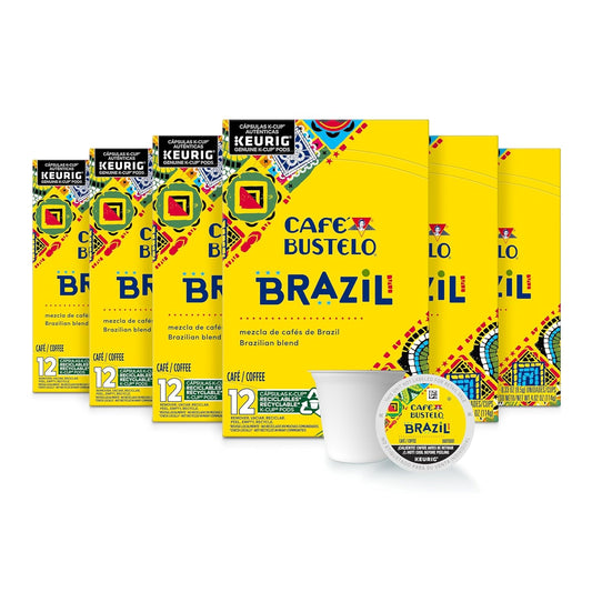 Café Bustelo Brazil, Brazilian Blend Coffee, Keurig K-Cup Pods, 12 Count Boxes (Pack of 6)