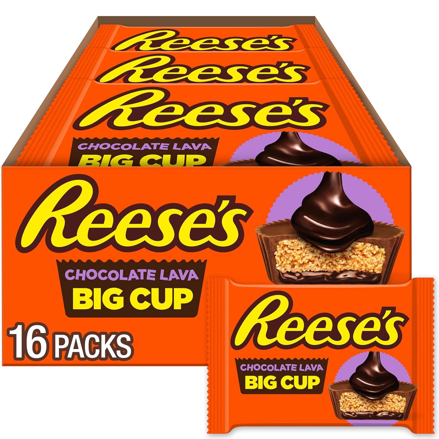 REESE'S Big Cup Chocolate Lava Peanut Butter Cups, 1.4 oz, 16 ct
