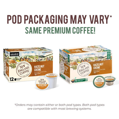 New England Coffee Hazelnut Crème Medium Roast Single Serve Pods, 24ct Box (Pack of 3)