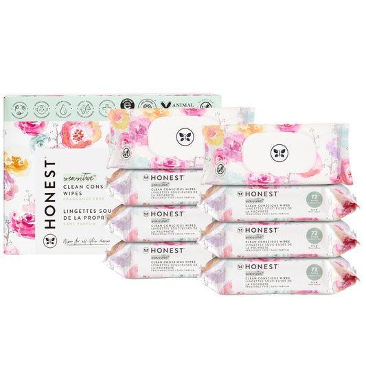 The Honest Company Hypoallergenic Multi-Use Baby Wipes for Sensitive Skin, Rose Blossom, 576 Count