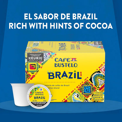 Café Bustelo Brazil, Brazilian Blend Coffee, Keurig K-Cup Pods, 12 Count Boxes (Pack of 6)