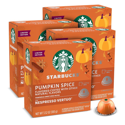 Starbucks by Nespresso Vertuo, Pumpkin Spice, 32-count Coffee Pods, Brews 7.8 oz.