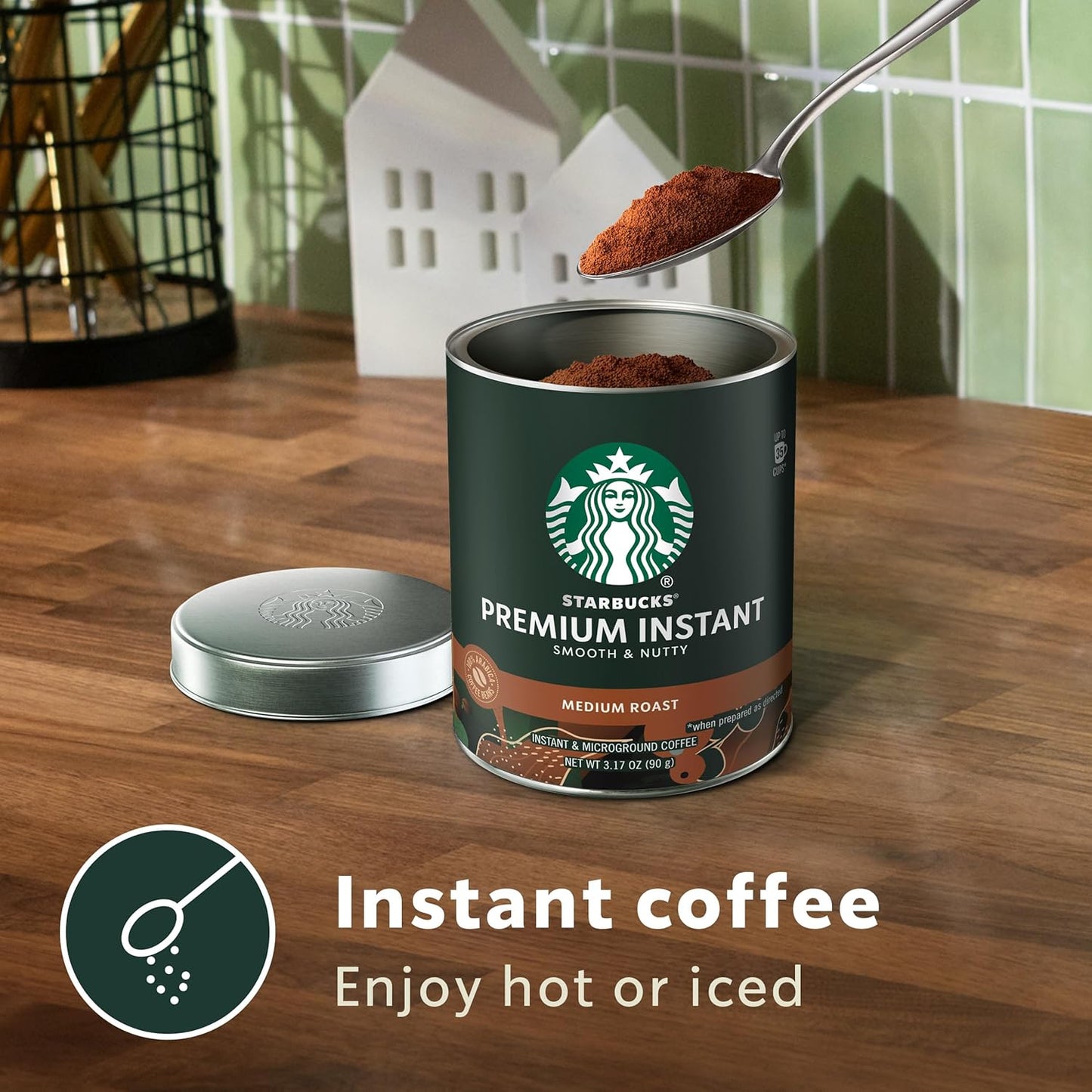 Starbucks Premium Instant Coffee, Medium Roast Coffee, Arabica Beans, Three 3.17 oz Tins 6 pack